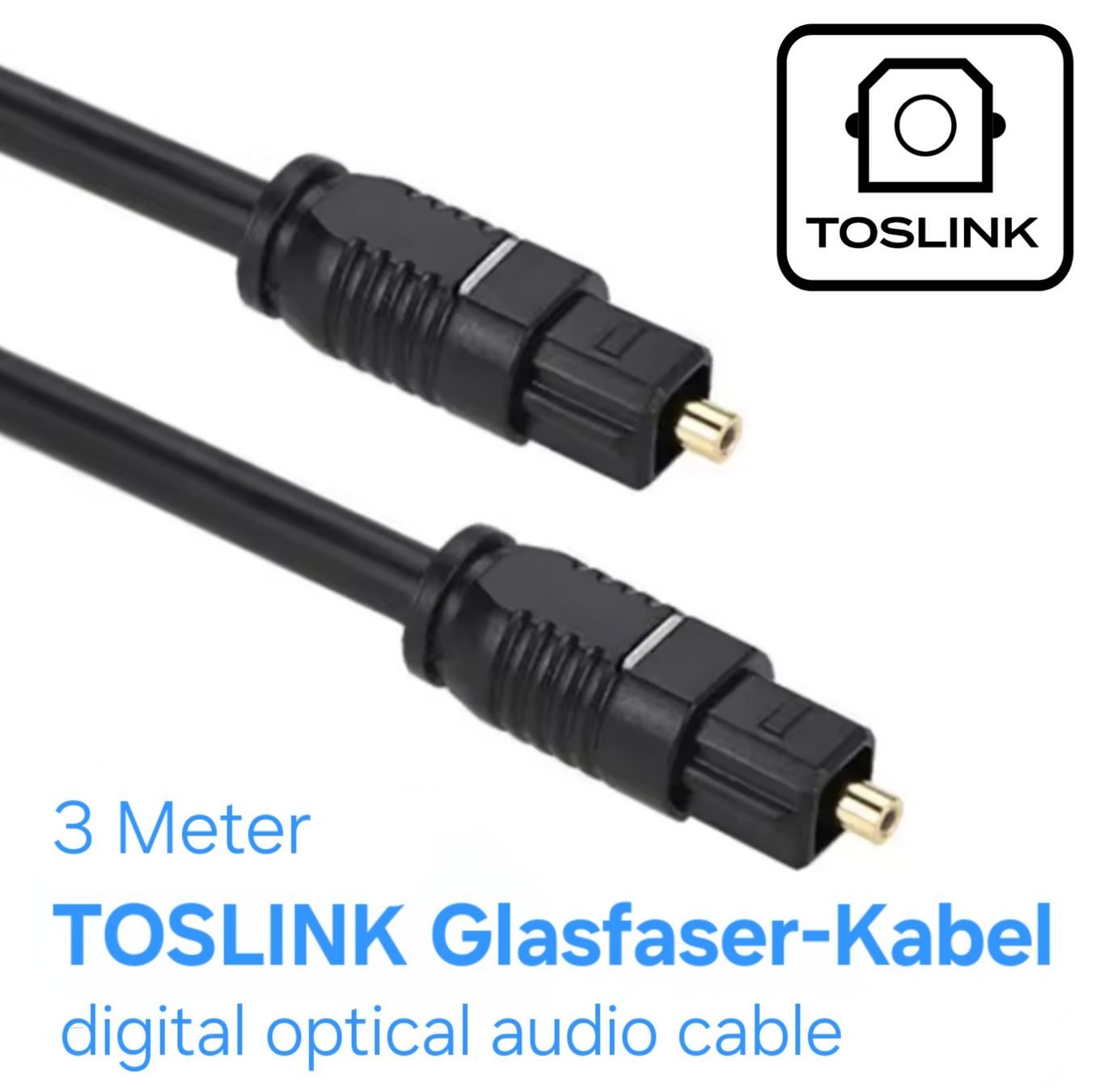 Cavi: 3 Meter digital optical audio cable, Toslink Glasfaser Kabel – Nuovo e nell'imballaggio originale da Uster venduto da -FPS-
