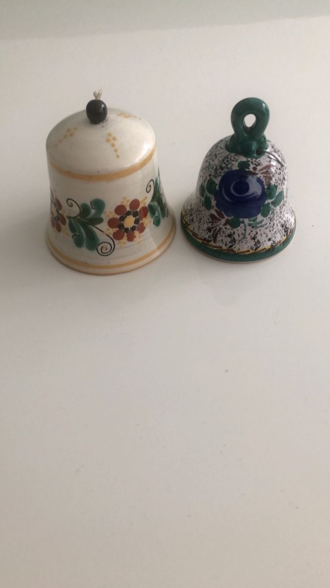 Campanacci mucche: 2 Keramik Glocken, handbemalt – Usato da Basel venduto da tar92