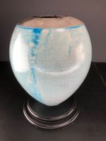 Einzigartige Vase, Blau, mit Sockel, Gross, H: 39cm