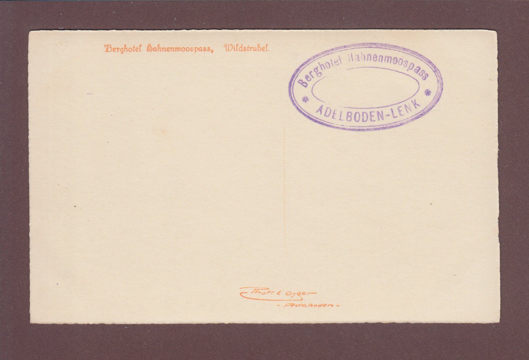 Cartoline postali: HAHNENMOOSPASS - Wildstrubel - E. Gyger – Usato da Pully venduto da nicecards 1