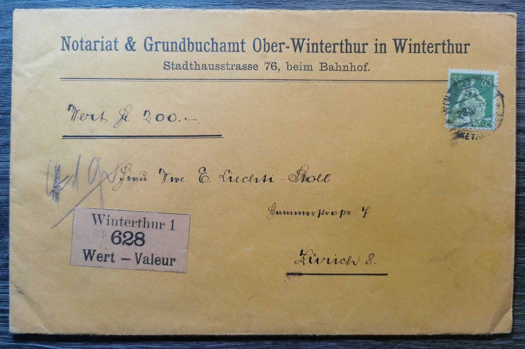 Alle Briefmarken: TR63 Enveloppe + Timbre Suisse 1919 – Gebraucht aus Cousset von Patrick_Collections