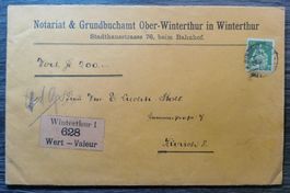 TR63 Enveloppe + Timbre Suisse 1919