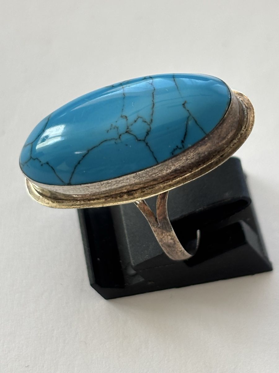 Anelli: Ring Silber 925 mit grossem blauem Stein ovaler Form – Usato da Langnau am Albis venduto da flusspflege