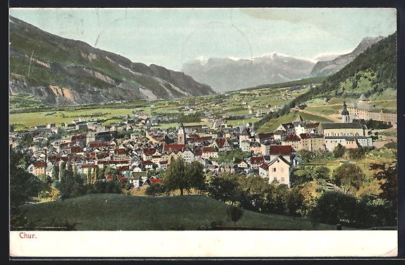 Ansichtskarten: AK Chur, Ortsansicht mit Bergpanorama – Gebraucht aus Berlin von bartko-reher