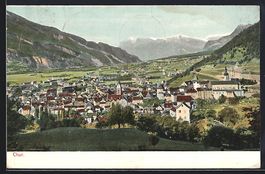 AK Chur, Ortsansicht mit Bergpanorama
