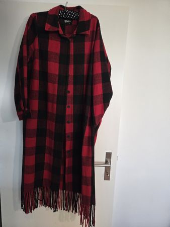 ONLY! toller Karierter Mantel, Gr. XL mit Fransen!