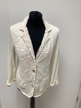 Jacke Strick, Gr. S, hellbeige m.Spitzen Elisa Cavaleti