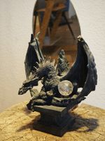 Drachenfigur mit Spiegel & Kristallkugel – Gothic Fantasy
