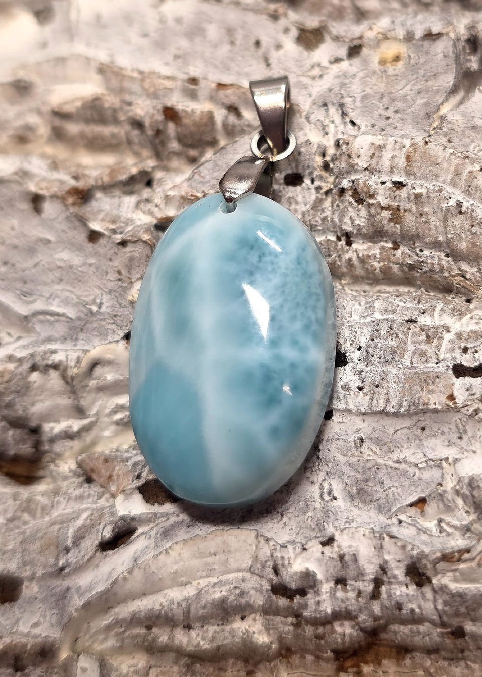 Minerali & Pietre curative: Larimar Anhänger mit Metallöse – Nuovo e nell'imballaggio originale da Matzingen venduto da Shay_Crystalz 1