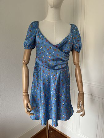 Zara floral dress, size L, blue, new condition!