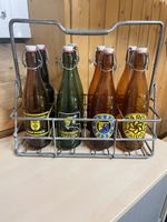 Flaschenträger mit 8 seltenen Bierflaschen