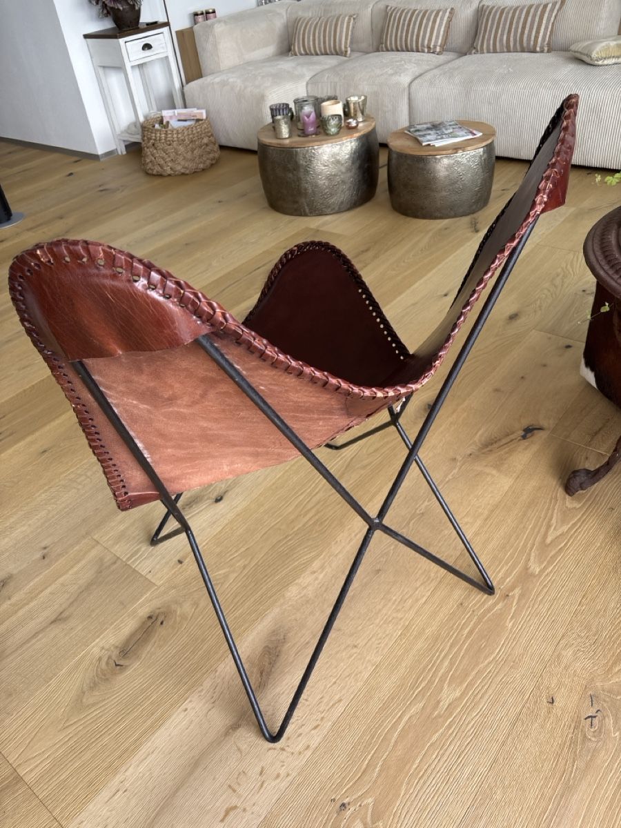 Sessel: Sessel Butterfly Brown Ecco Leder / Metall – Neu (gemäss Beschreibung) aus Gunten von tibisti 6