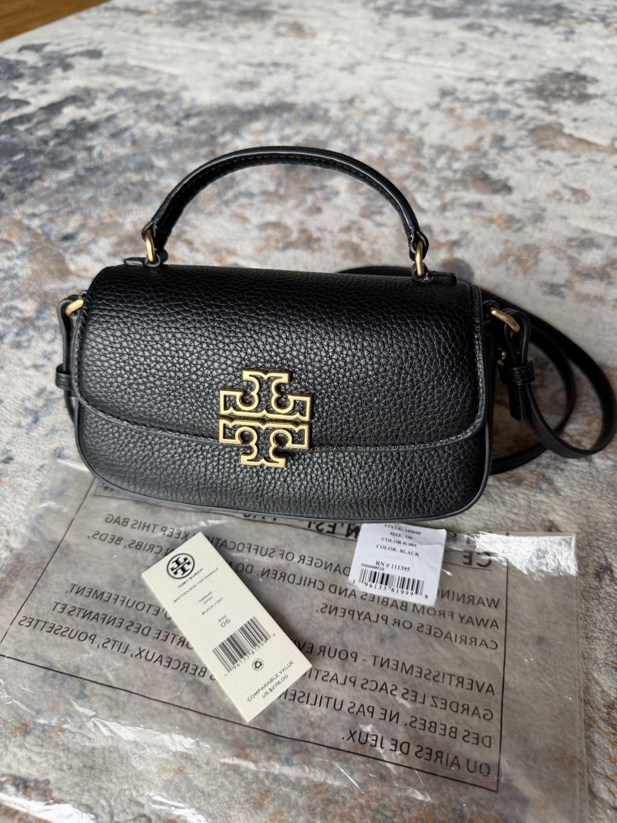 Tory Burch Borse da donna: Tory Burch Britten Mini Top Handle Bag Black Leather – Nuovo (secondo la descrizione) da Spreitenbach venduto da Wa-C789
