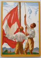 Bundesfeierpostkarte Nr.49II - 1929 - Fahnenaufzug