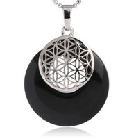 Amulett/ Anhänger Blume des Lebens aus Onyx mit Halskette