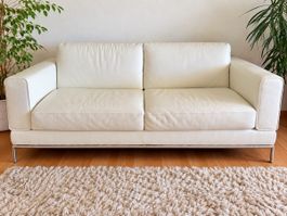 3er-Ledersofa (cremeweiss)