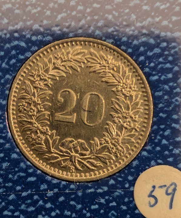 Alle Münzen: 20 Rappen 1959 – Gebraucht aus Arch von coinsandmore 1