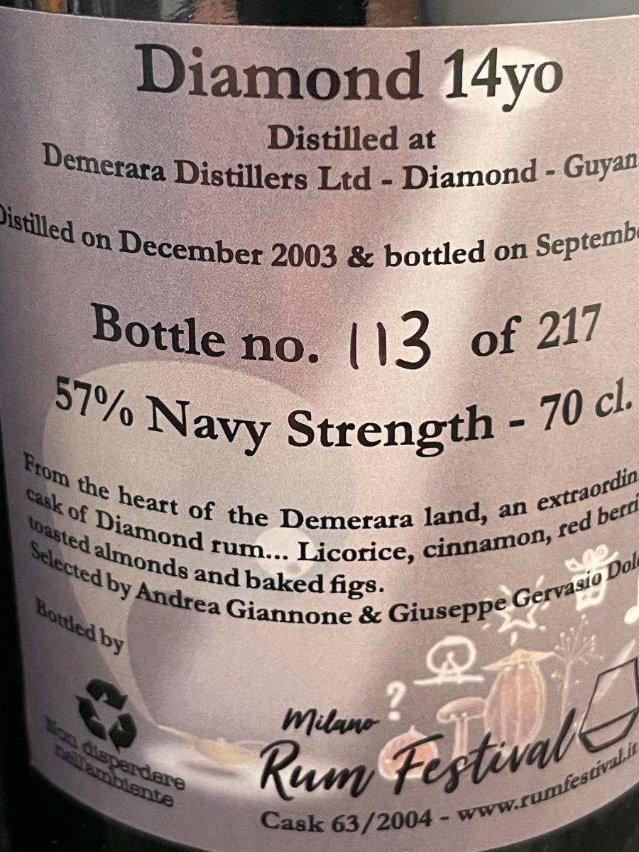 Bevande alcoliche: Demerara Diamond 2003 14YO Single Cask 57% Guyana – Nuovo e nell'imballaggio originale da Jona venduto da Leon812 4