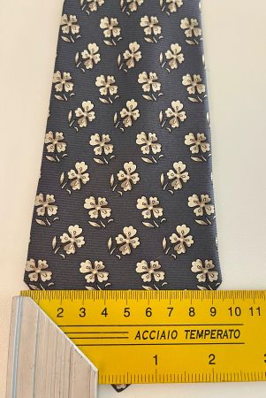 CELINE PARIS 🇫🇷 Krawatte mit Blumenmuster, Grau/Beige NEU