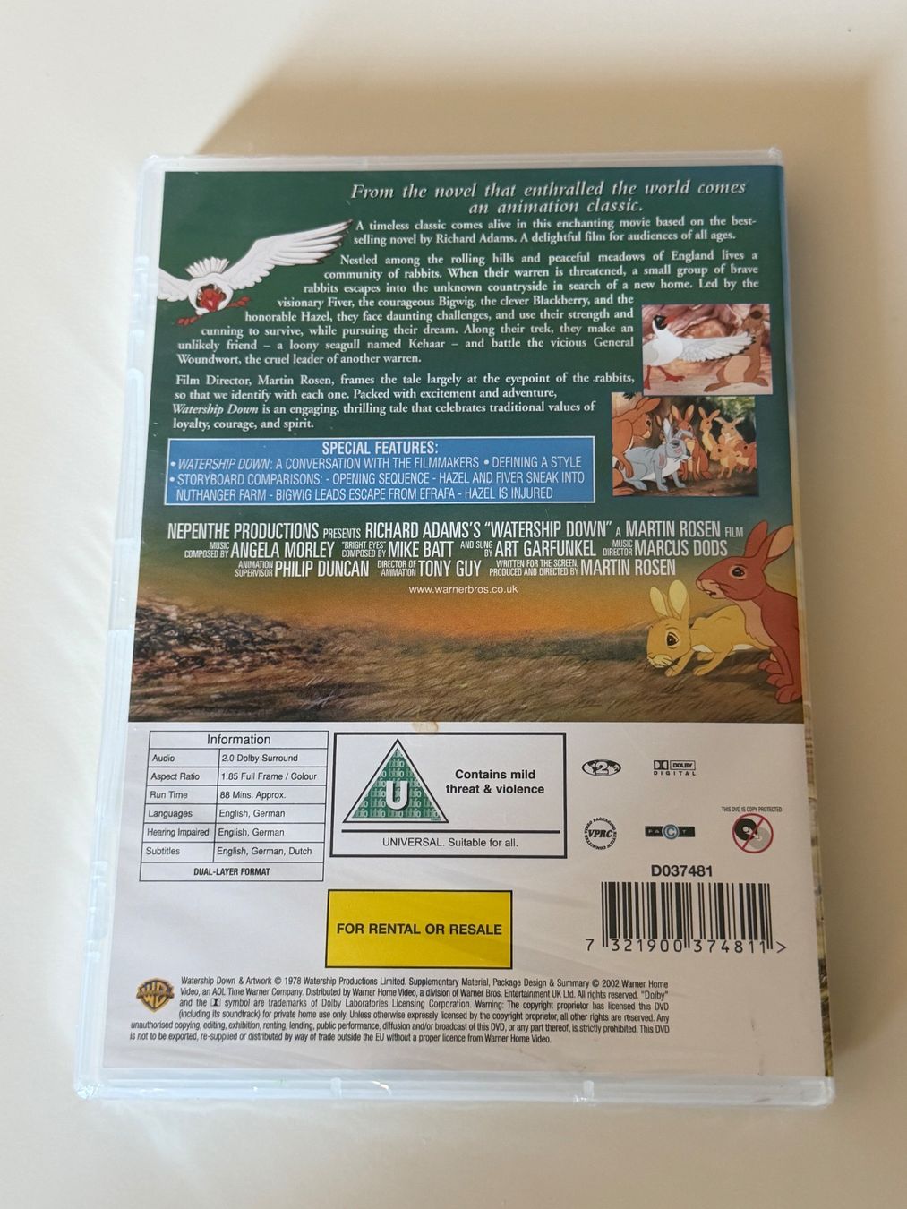 Tutti i DVDs: DVD Watership Down - Unten am Fluss Deluxe Edition – Nuovo e nell'imballaggio originale da Altstätten SG venduto da sheamus 1