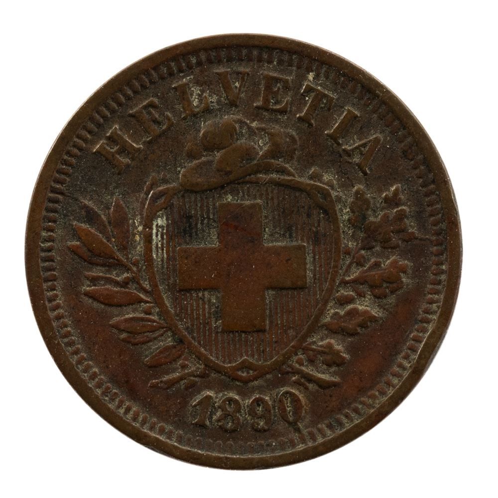 Alle Münzen: Schweiz / Suisse - 1 Rappen - 1890 – Gebraucht aus Rotkreuz von Swiss-Coins