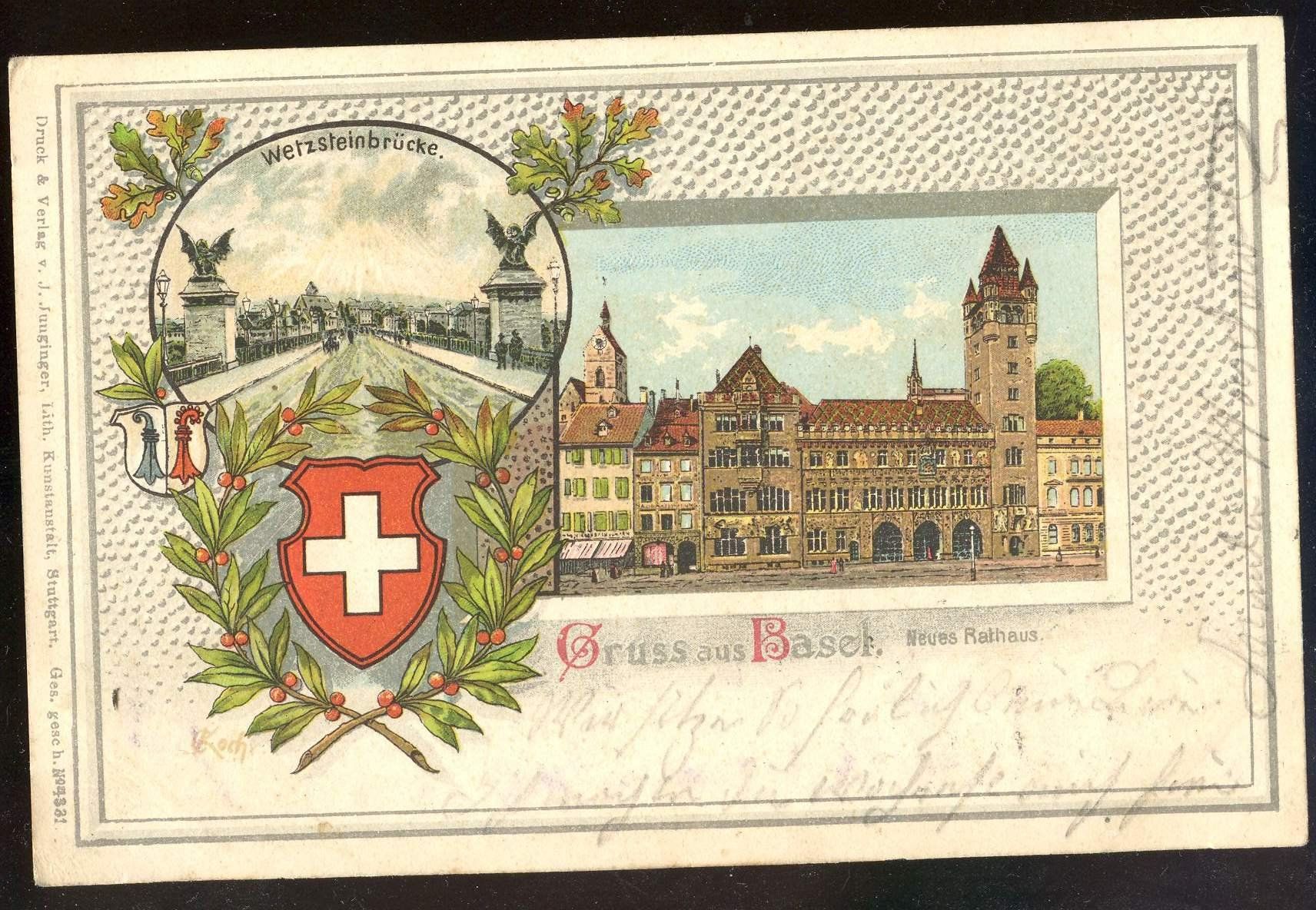 Cartoline postali: Basel Wetzsteinbrücke 16.5.1908 – Usato da Montenol venduto da Vernier2