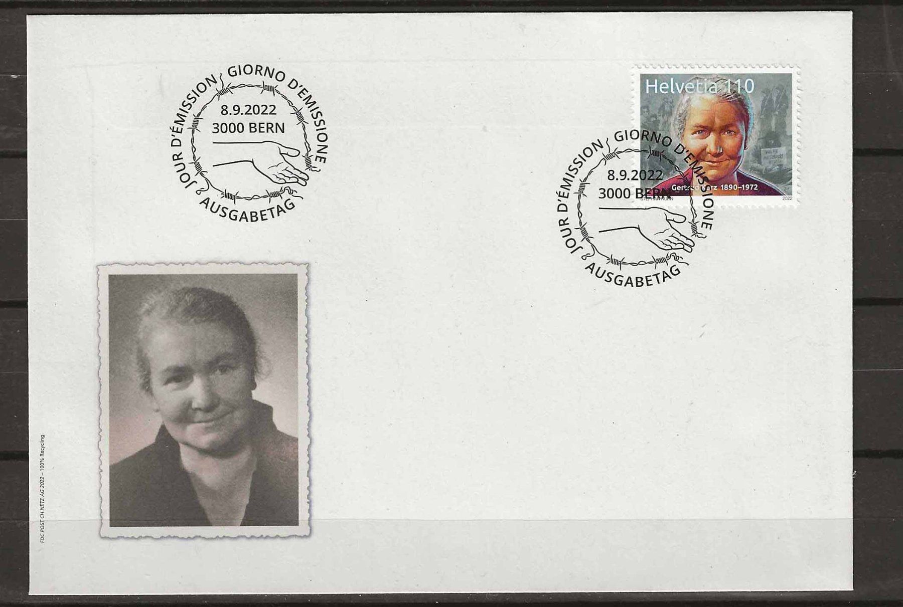 Tutti i francobolli: F1917 - FDC Gertrud Kurz  2022 – Usato da Trélex venduto da Phil_Albert