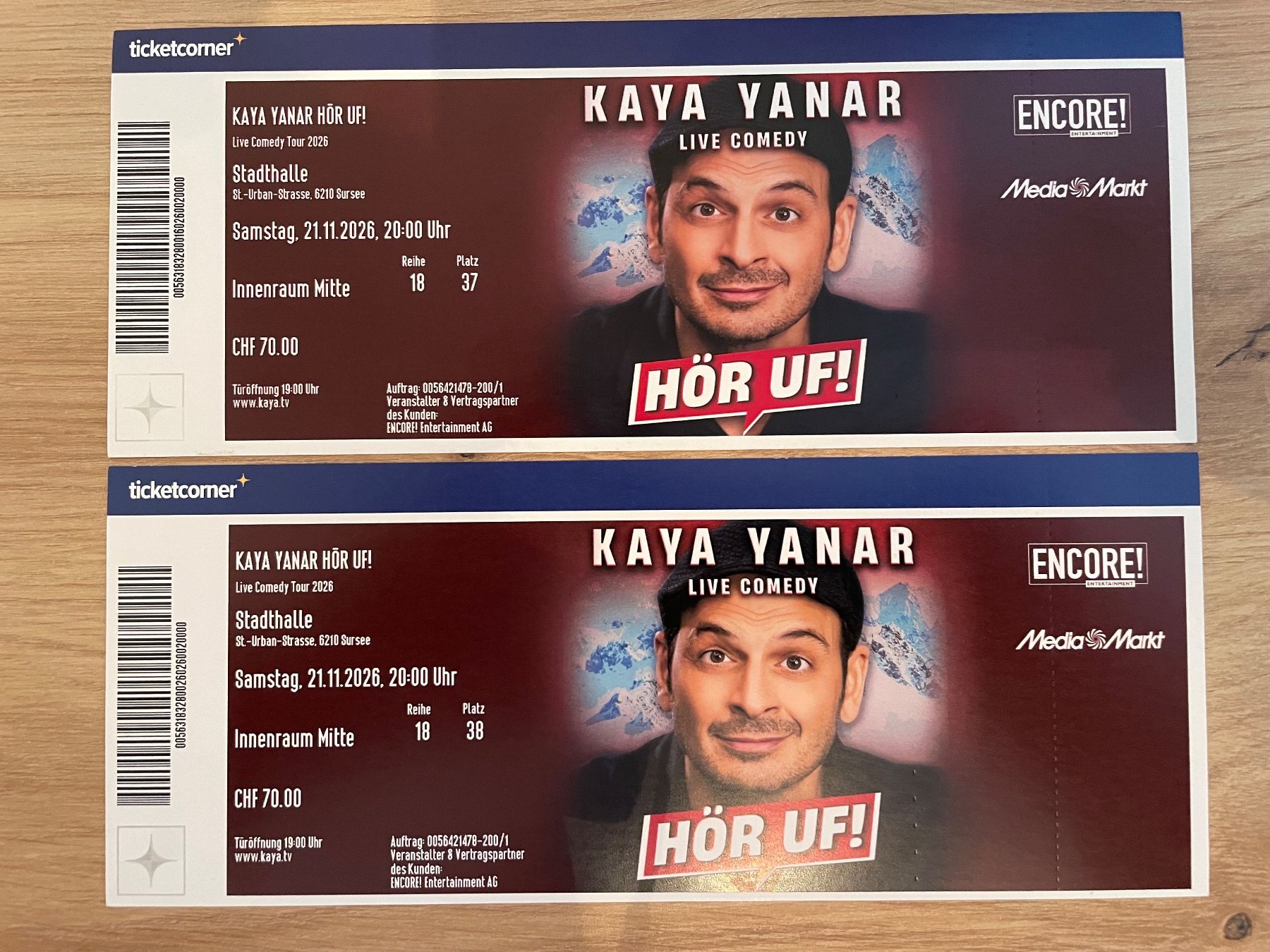 Biglietti: 2 Kaya Yanar Tickets Sursee – Nuovo e nell'imballaggio originale da Inwil venduto da Mutzli02
