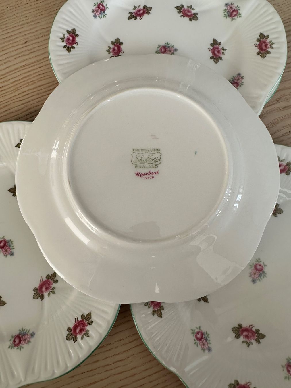 Piatti: Sechs SHELLEY Dessertteller, "Rosebud" – Usato da Onex venduto da Joliechose6 2
