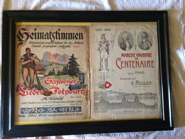 2 partitions de musique début 1900 sous cadre