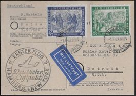 1950 R/Luftpost 1. Flug HAMBURG-NEW YORK Top frank.  ab 1.-