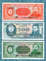 Paraguay noten 3 stück UNC