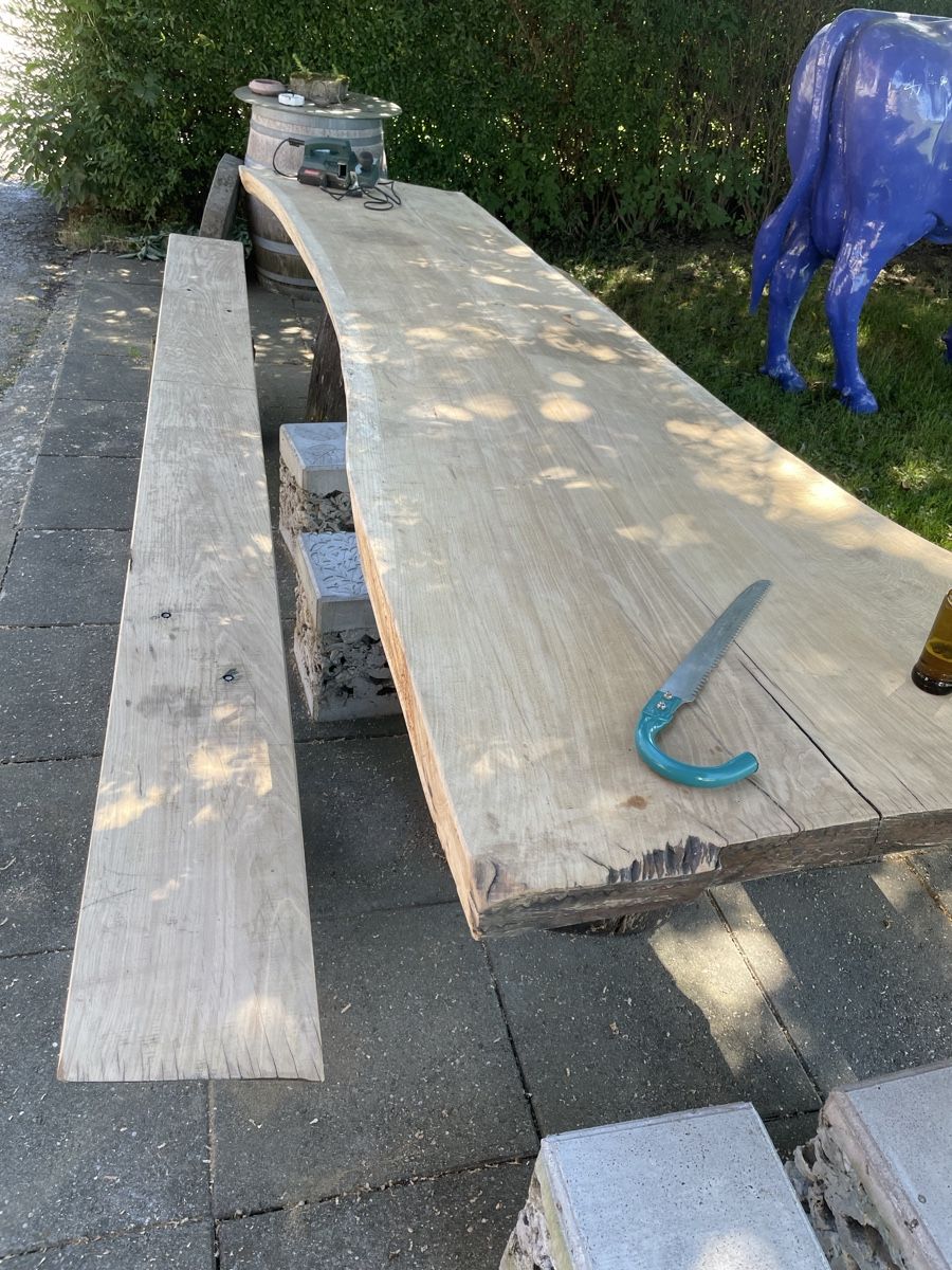 Set di tavolo e panche: Table et bancs en chêne massif – Usato da Orsonnens venduto da cdms57 7