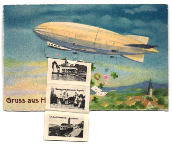 Foto & Poster: Leporello-AK Hamburg, Zeppelin mit Ansic – Usato da Berlin venduto da bartko-reher
