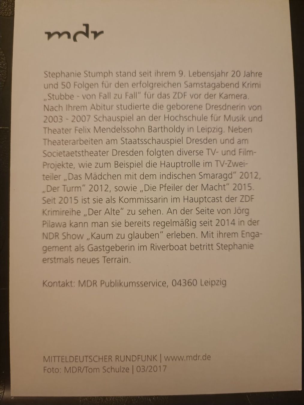 Autografi: Stephanie Stumph - handsigniert – Usato da Menziken venduto da Artographs 1