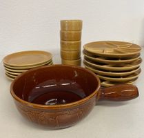 Vintage Fondue Geschirrset mit speziellem Kuh-Design