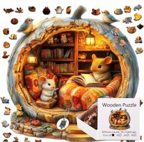 Wooden-Puzzle-Holzpuzzle- Mausfamilie 14x14cm