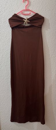 Brown Maxi Dress with Starfish Detail Size M