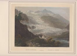 Rhone - Gletscher   -   alter kolorierter Stich von C.Huber
