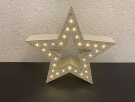 LED-Stern aus Holz mit Timerfunktion, ca. 37x37x8 cm