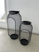 Windlichter Set Metall schwarz zwei Grössen gebraucht