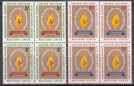 UNO NY Mi 136 - 137 im 4er-Block postfrisch