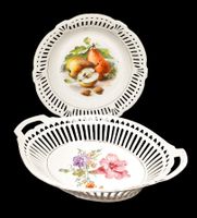 2x Korbschale Durchbruch Schale plats dentelés vintage