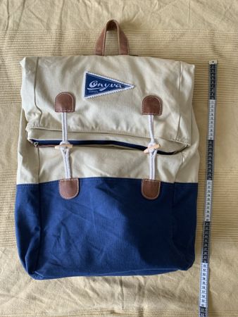 Canvas-Rucksack, vanillefarbig/blau, On y va Zürich