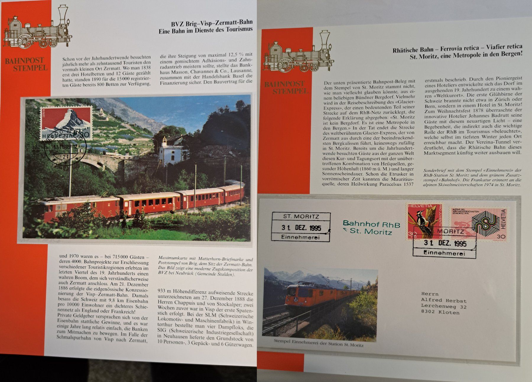 Tutti i francobolli: 20 Stk. CH Eisenbahn Spezial-Belege – Usato da Münchwilen AG venduto da Nesar 9