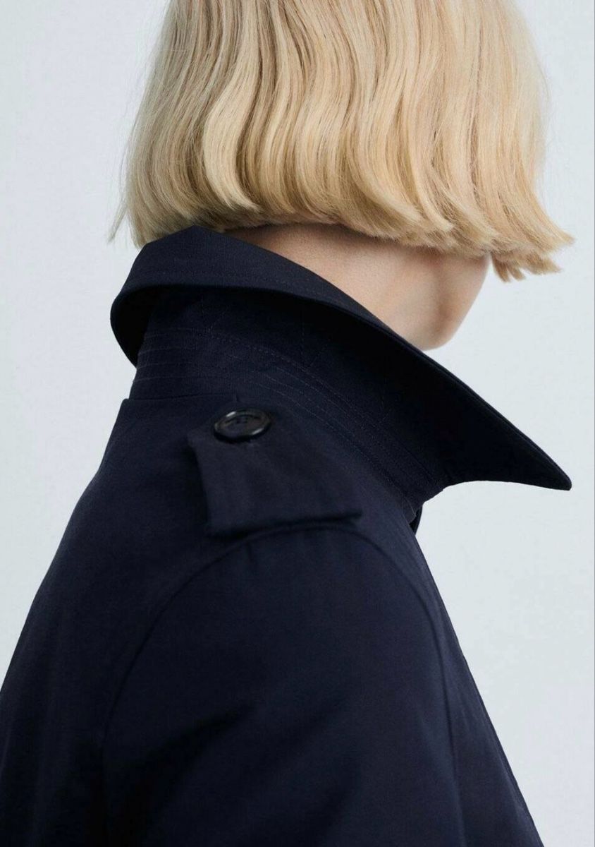 Mango Cappotti: Mango Damen Trenchcoat, dunkelblau, Grösse M – Usato da Birr venduto da savasdee 3