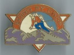 "Skiing by Jones" Pin