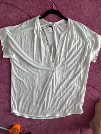 iheart Shirt mit Seidenbesatz Weiss L NEU