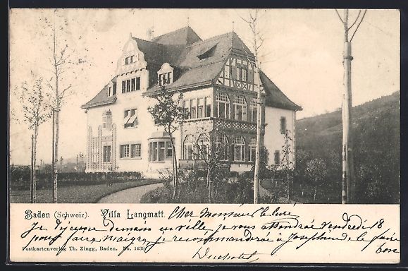 Ansichtskarten: AK Baden, Die Villa Langmatt, 1903 – Gebraucht aus Berlin von bartko-reher