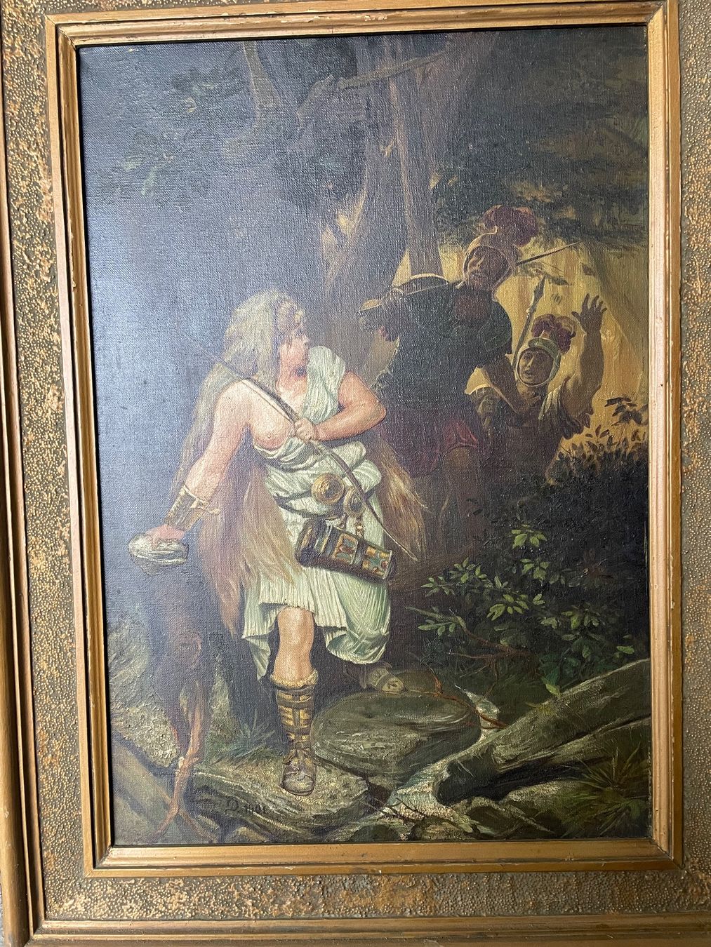 Dipinti: Jagd- Göttin Diana, Ölgemälde, monogrammiert, 1901 – Usato da Cham venduto da Chramschopf